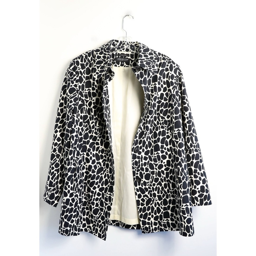 Jones NY jacket giraffe animal print black ivory plus size 2X cotton trendy - Picture 2 of 9